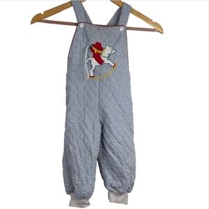 VTG 90s Rocking Horse Bubble Romper 24M Tiny Tots Quilted Cowboy Rodeo Easter